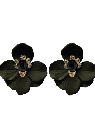 Pendientes  flower negro